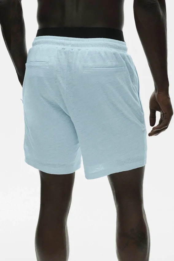 7" Leinen-Jersey-Shorts „Coastal“ – Seaside Blue