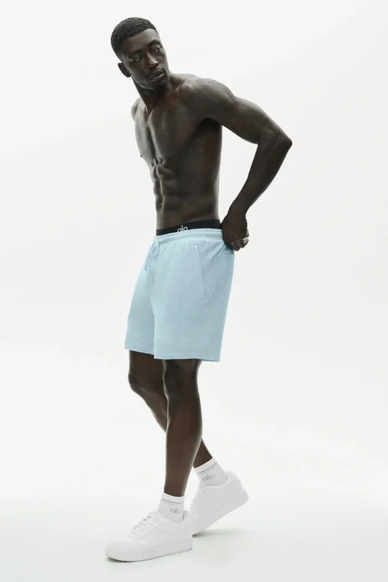 7" Leinen-Jersey-Shorts „Coastal“ – Seaside Blue