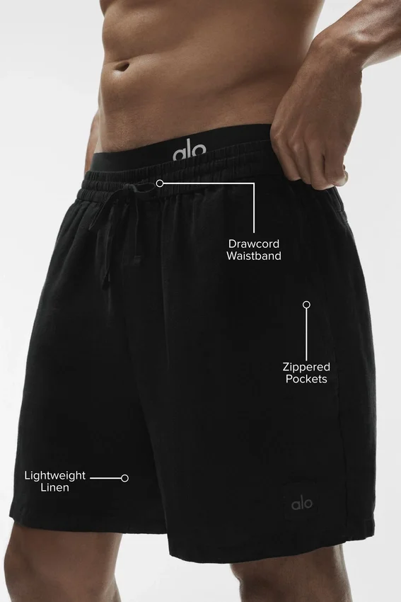 7" Linen Days Shorts – Schwarz