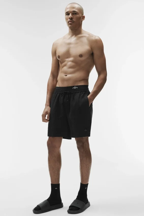 7" Linen Days Shorts – Schwarz