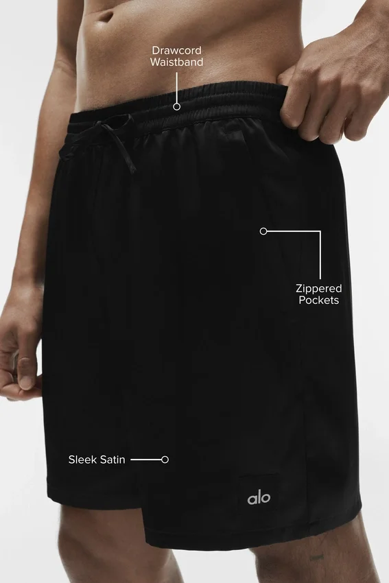 7" Satin Horizon Shorts – Schwarz