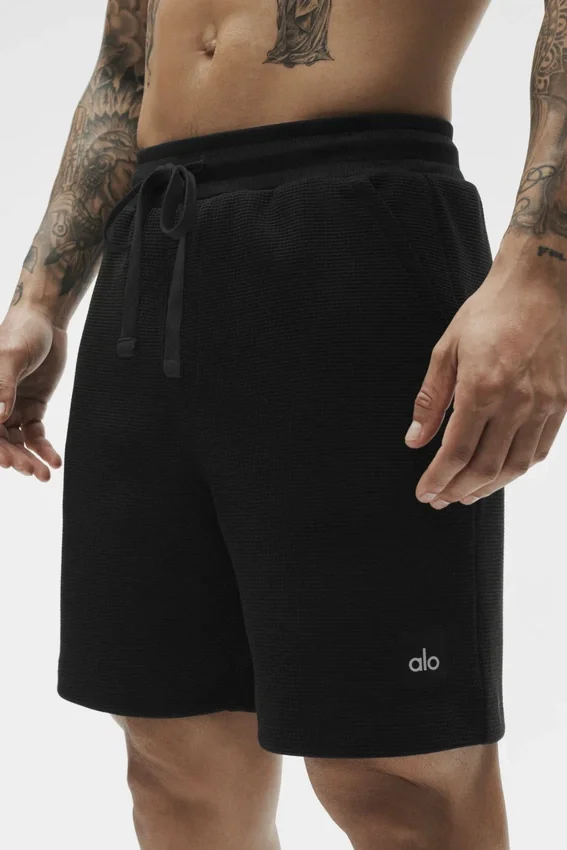 7" Waffle Lounge-Shorts – Black
