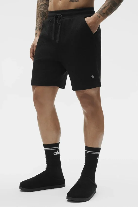 7" Waffle Lounge-Shorts – Black