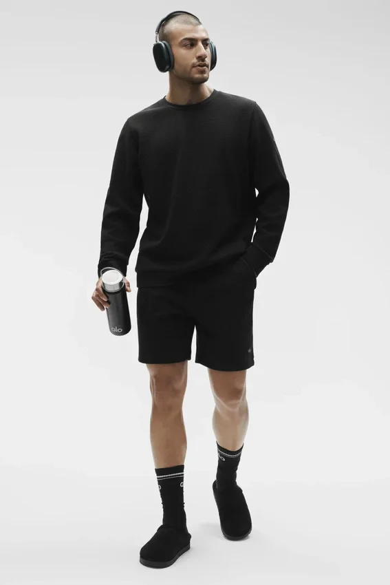 7" Waffle Lounge-Shorts – Black