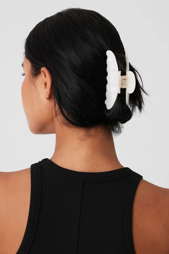 90er-Jahre-Haarklammer – White Pearl