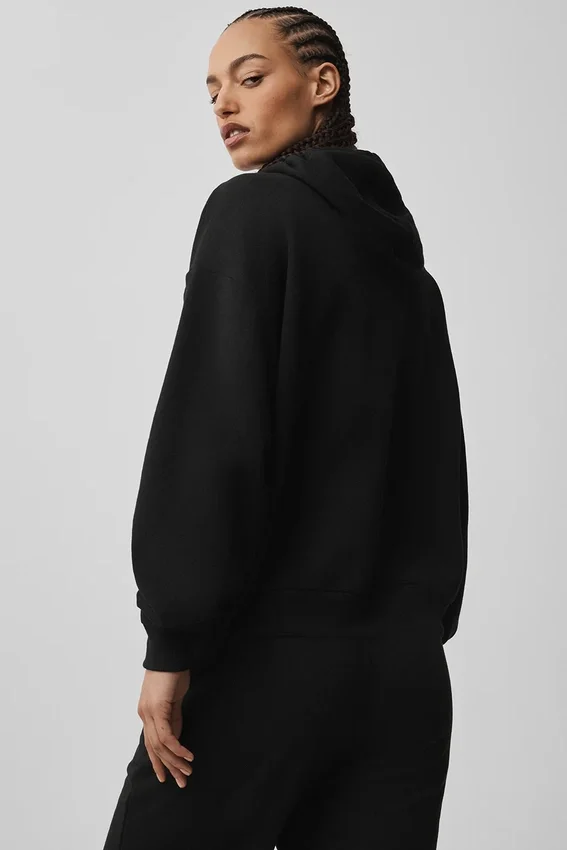 Accolade Hoodie mit durchgehendem Reißverschluss – Schwarz