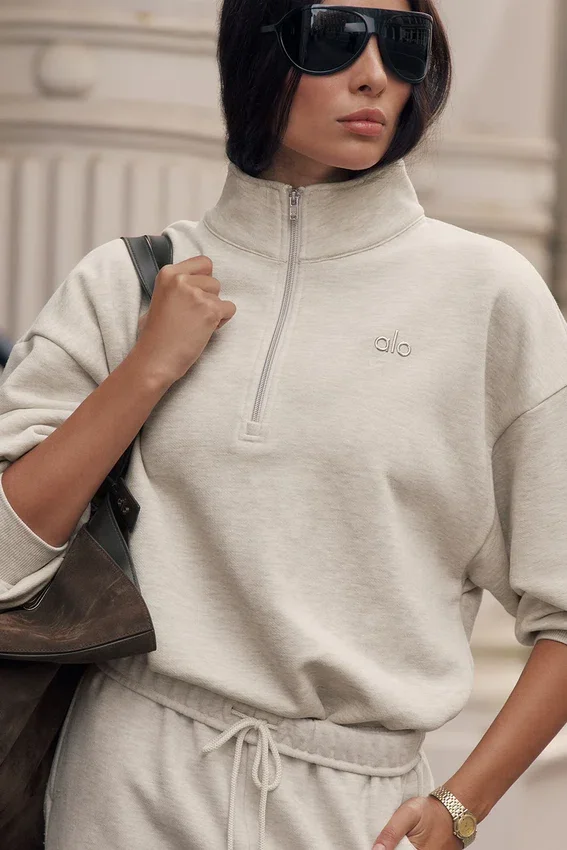 Accolade Pullover mit 1/4-Reißverschluss – Oatmeal Heather