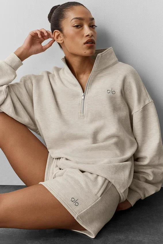 Accolade Pullover mit 1/4-Reißverschluss – Oatmeal Heather