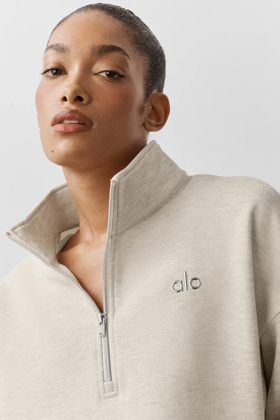 Accolade Pullover mit 1/4-Reißverschluss – Oatmeal Heather