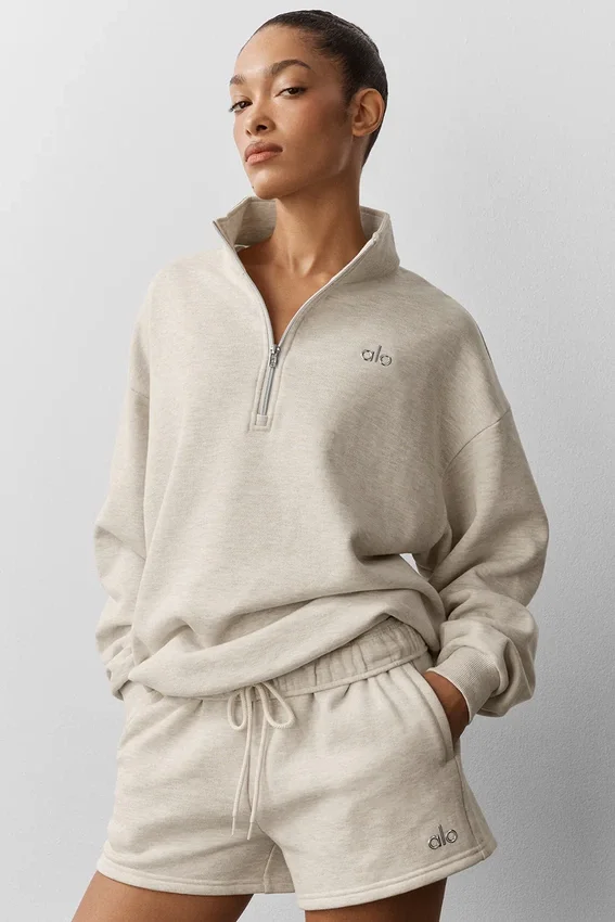 Accolade Pullover mit 1/4-Reißverschluss – Oatmeal Heather