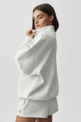 Accolade Pullover mit 1/4-Reißverschluss – Weiß meliert