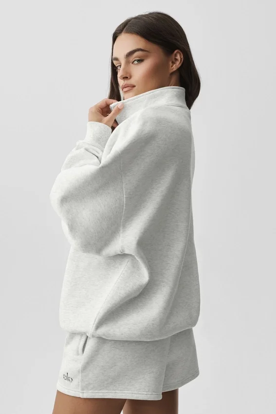 Accolade Pullover mit 1/4-Reißverschluss – Weiß meliert