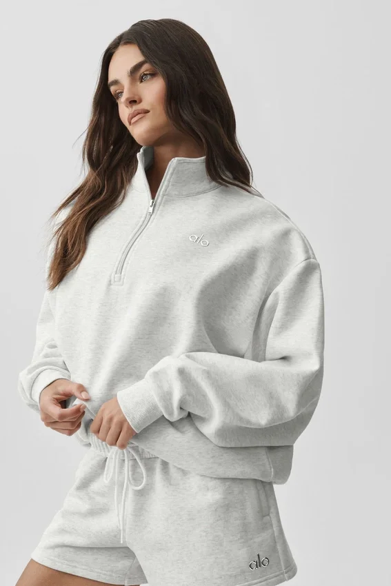 Accolade Pullover mit 1/4-Reißverschluss – Weiß meliert