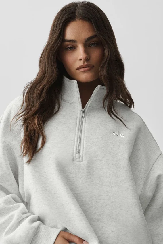 Accolade Pullover mit 1/4-Reißverschluss – Weiß meliert