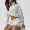Accolade Pullover mit 1/4-Reißverschluss – Weiß meliert