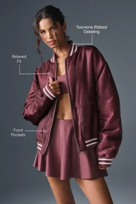 Afterglow Varsity-Jacke – Burgundy Truffle