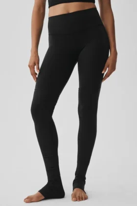Airbrush „High-Waist Highlight Goddess“-Leggings – Schwarz