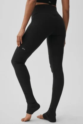 Airbrush „High-Waist Highlight Goddess“-Leggings – Schwarz
