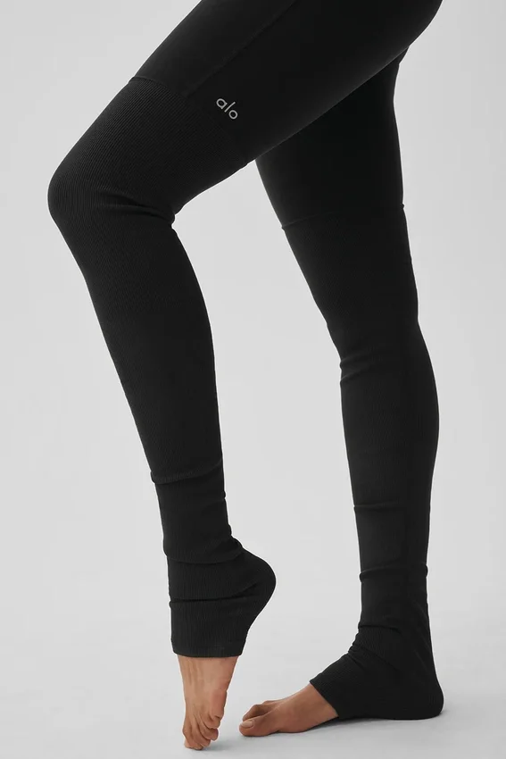 Airbrush „High-Waist Highlight Goddess“-Leggings – Schwarz