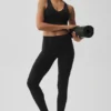 Airbrush „High-Waist Highlight Goddess“-Leggings – Schwarz