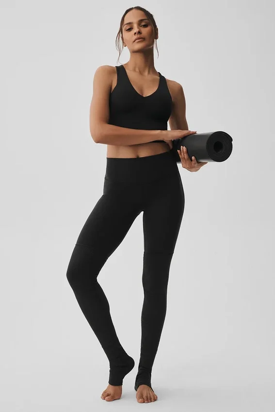 Airbrush „High-Waist Highlight Goddess“-Leggings – Schwarz