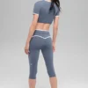 Airbrush High-Waist Race Pace Capri – Bluestone/Weiß