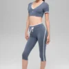 Airbrush High-Waist Race Pace Capri – Bluestone/Weiß