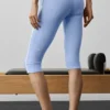 Airbrush High-Waist Race Pace Capri – Hellprovenceblau/Weiß