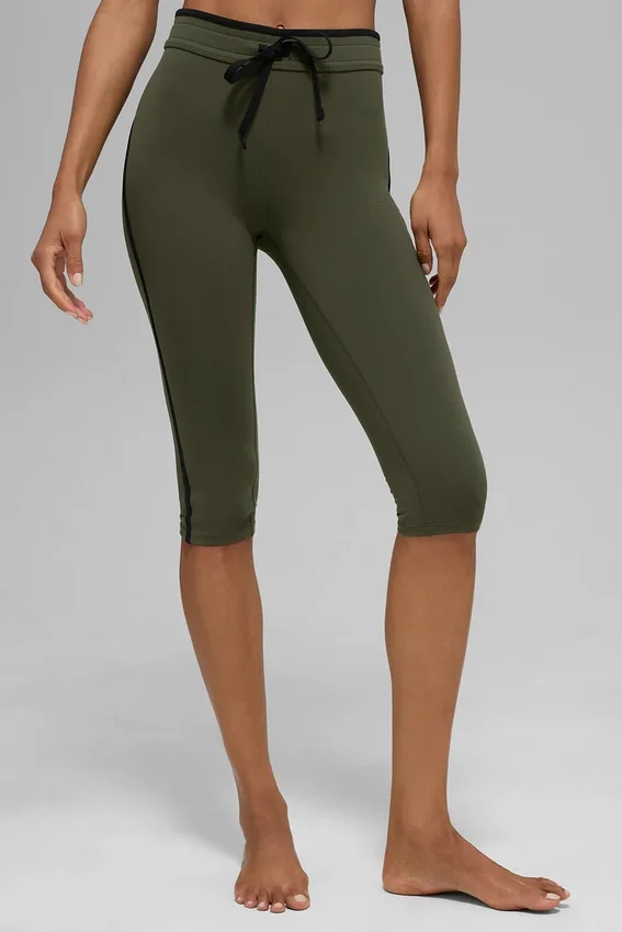 Airbrush High-Waist Race Pace Capri – Olivgrün/Schwarz