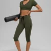 Airbrush High-Waist Race Pace Capri – Olivgrün/Schwarz