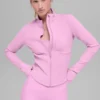 Airbrush-Korsett-Jacke mit durchgehendem Reißverschluss – Candy Heart Pink