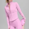 Airbrush-Korsett-Jacke mit durchgehendem Reißverschluss – Candy Heart Pink