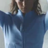 Airbrush-Korsett-Jacke mit durchgehendem Reißverschluss – Hellblau