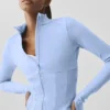 Airbrush-Korsett-Jacke mit durchgehendem Reißverschluss – Hellblau