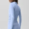 Airbrush-Korsett-Jacke mit durchgehendem Reißverschluss – Hellblau