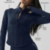 Airbrush-Korsett-Jacke mit durchgehendem Reißverschluss – Marineblau