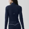 Airbrush-Korsett-Jacke mit durchgehendem Reißverschluss – Marineblau