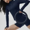 Airbrush-Korsett-Jacke mit durchgehendem Reißverschluss – Marineblau