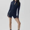 Airbrush-Korsett-Jacke mit durchgehendem Reißverschluss – Marineblau