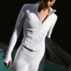 Airbrush-Korsett-Jacke mit durchgehendem Reißverschluss – Weiß