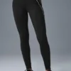 Airbrush-Leggings „Heart Throb“ mit High-Waist-Taille – Schwarz/Weiß