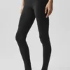 Airbrush Mid-Rise 7/8-Leggings – Schwarz