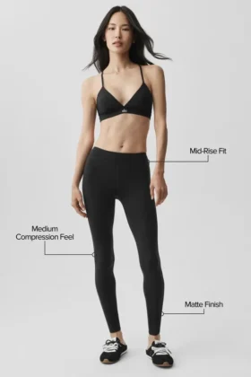 Airbrush Mid-Rise 7/8-Leggings – Schwarz