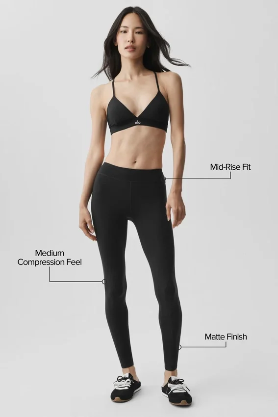 Airbrush Mid-Rise 7/8-Leggings – Schwarz