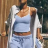 Airbrush Refined Bra Top – Helles Provence-Blau/Weiß