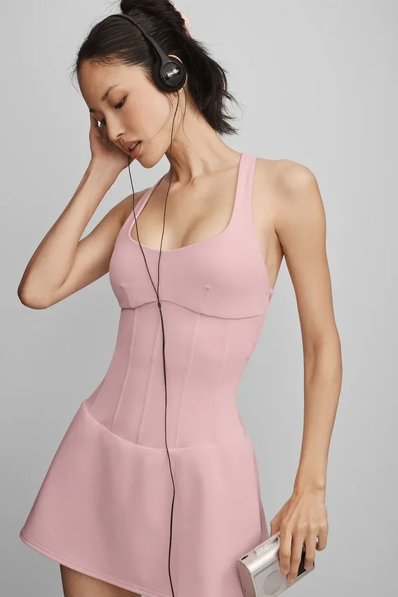 Airbrush Sparks Fly Korsett-Tenniskleid – Vintage Pink