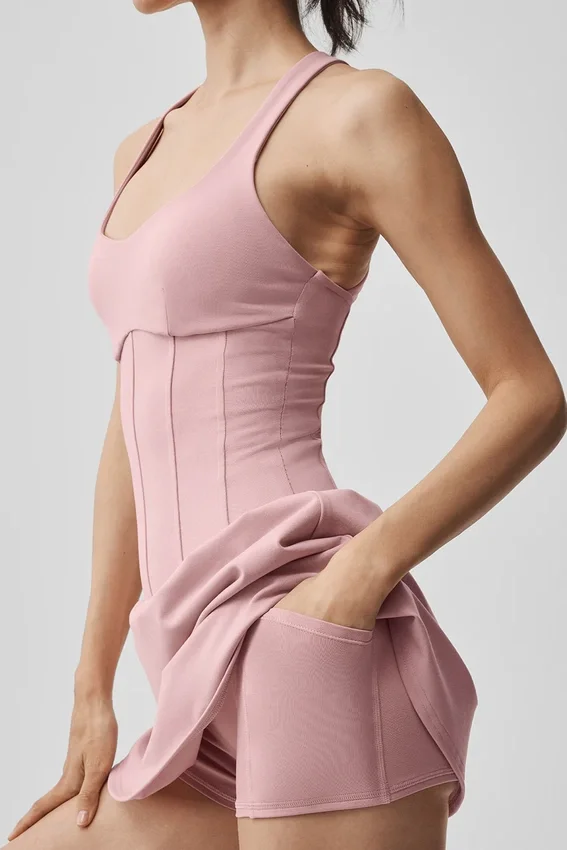 Airbrush Sparks Fly Korsett-Tenniskleid – Vintage Pink