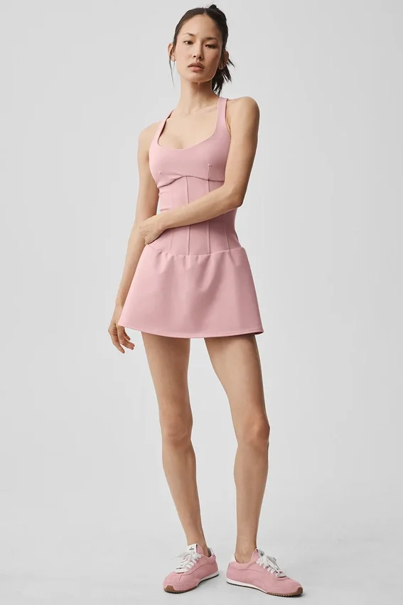 Airbrush Sparks Fly Korsett-Tenniskleid – Vintage Pink
