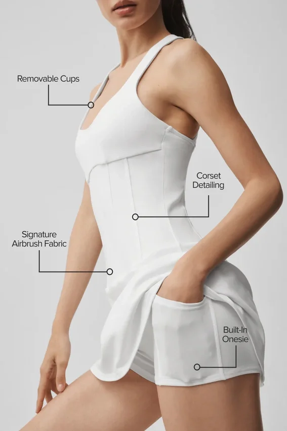 Airbrush Sparks Fly Korsett-Tenniskleid – Weiß