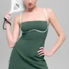 Airbrush Streamlined Kleid – Kleegrün/Weiß